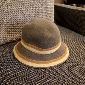 VTG Adolpho II "Escello" 100% Wool Fedora, Gray w/Cream&Tan Trim, Unisex